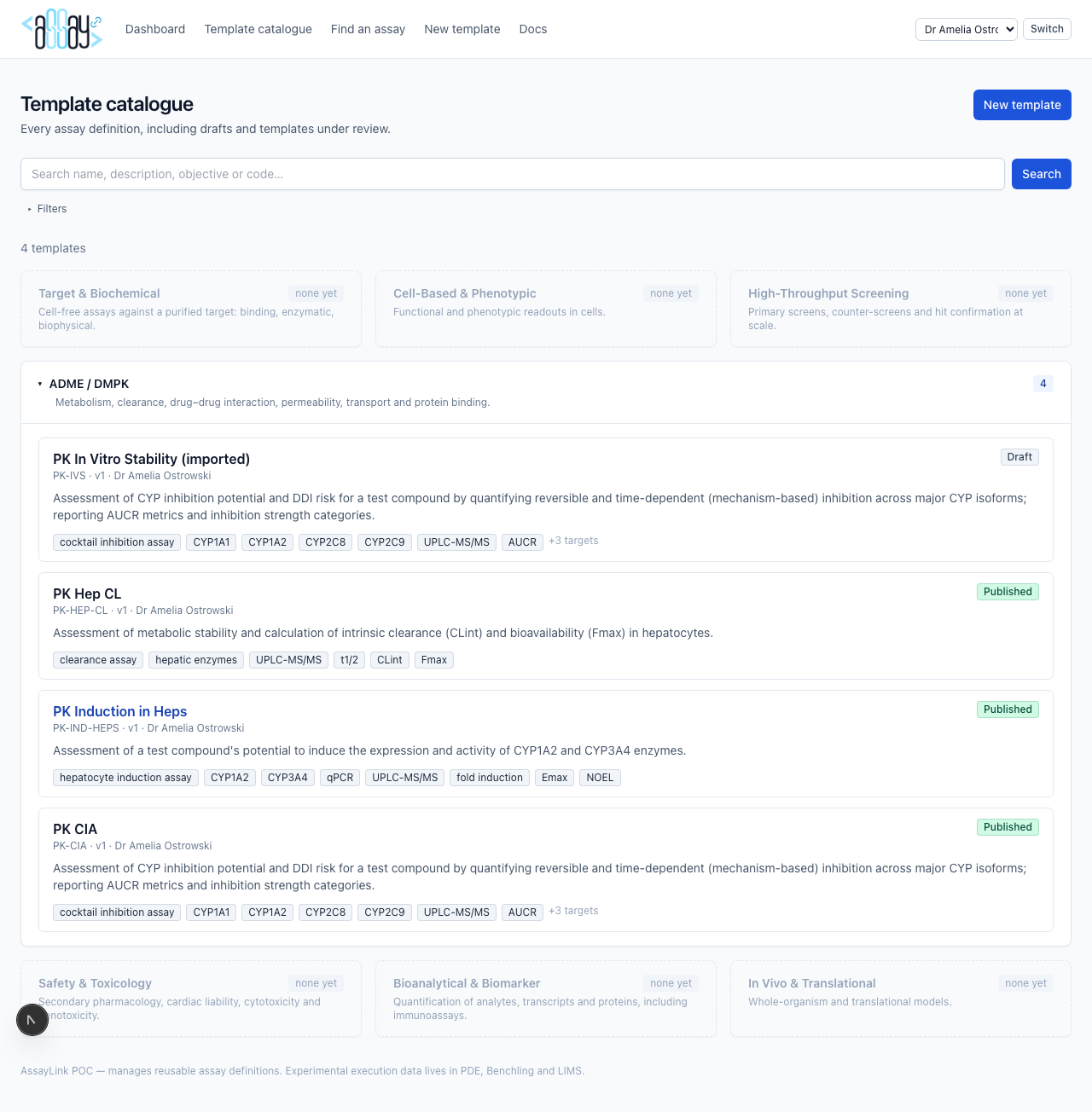 Template detail page for PK Induction in Heps